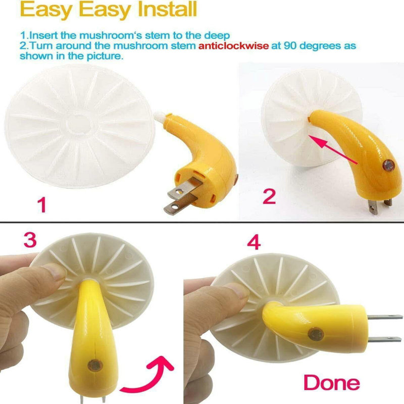 Operitacx 4-Pack LED Mushroom Night Light – Plug-in USB Adapter, Cute Mini Nightlight For Bedroom, Hallway, Kids Room